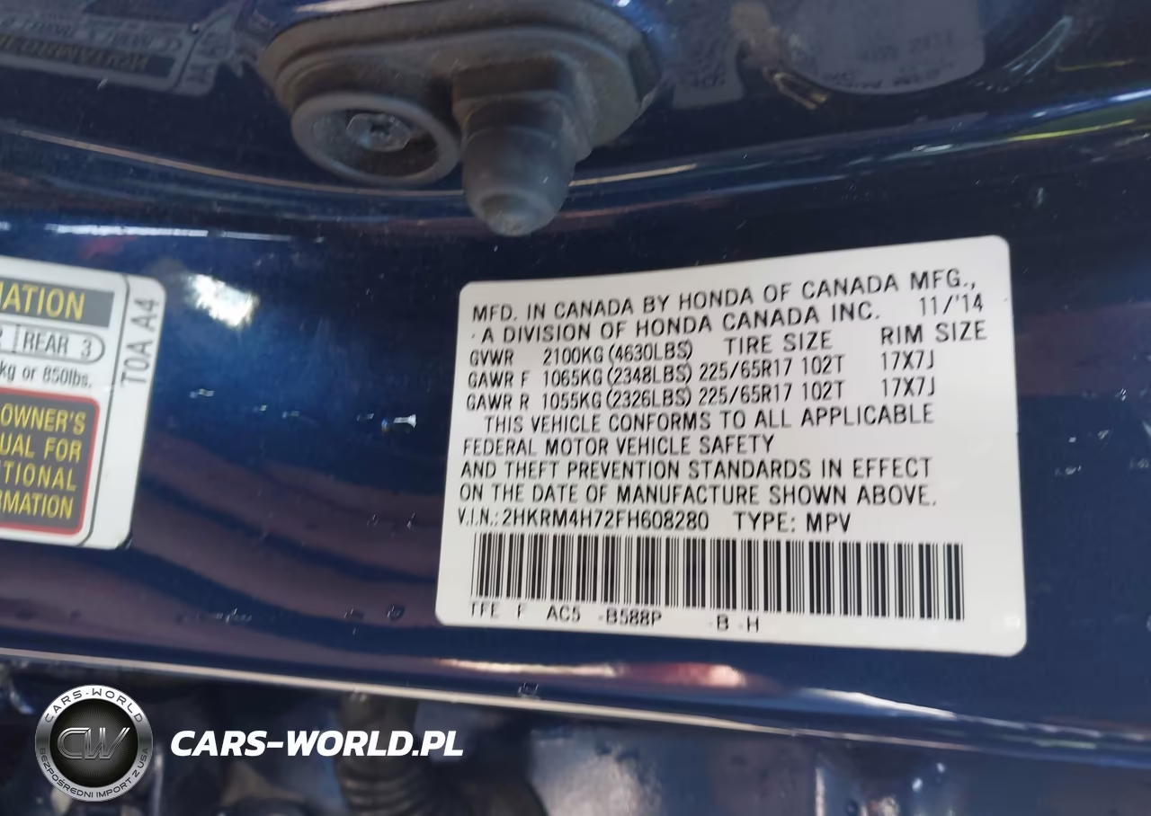 2015 Honda Cr-V Ex-L VIN:2HKRM4H72FH608280 - 9