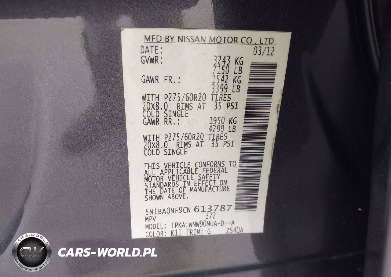 2012 Nissan Armada Platinum VIN:5N1BA0NF9CN613787 - 9
