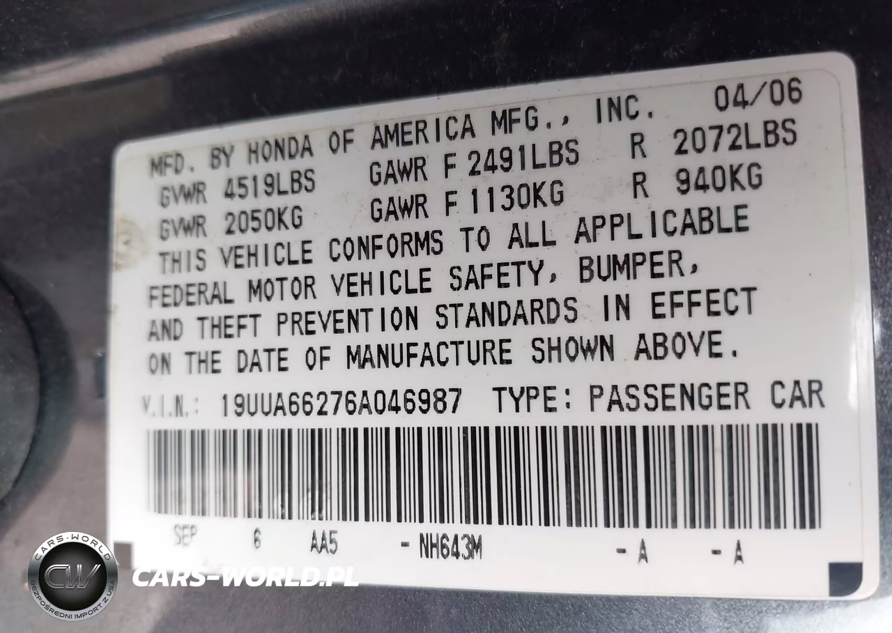 2006 Acura Tl VIN:19UUA66276A046987 - 9