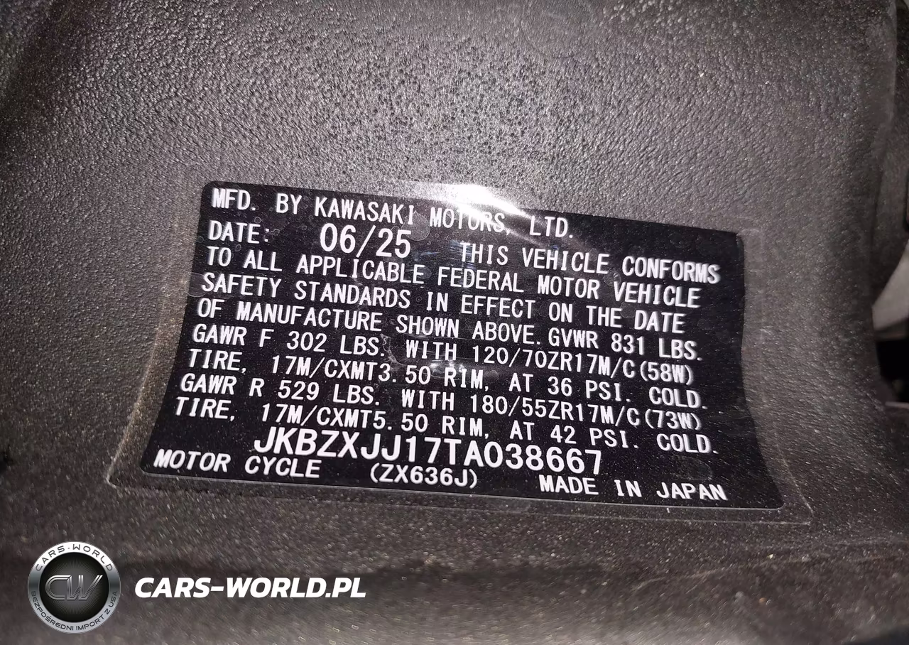 2026 Kawasaki Zx636 K VIN:JKBZXJJ17TA038667 - 10