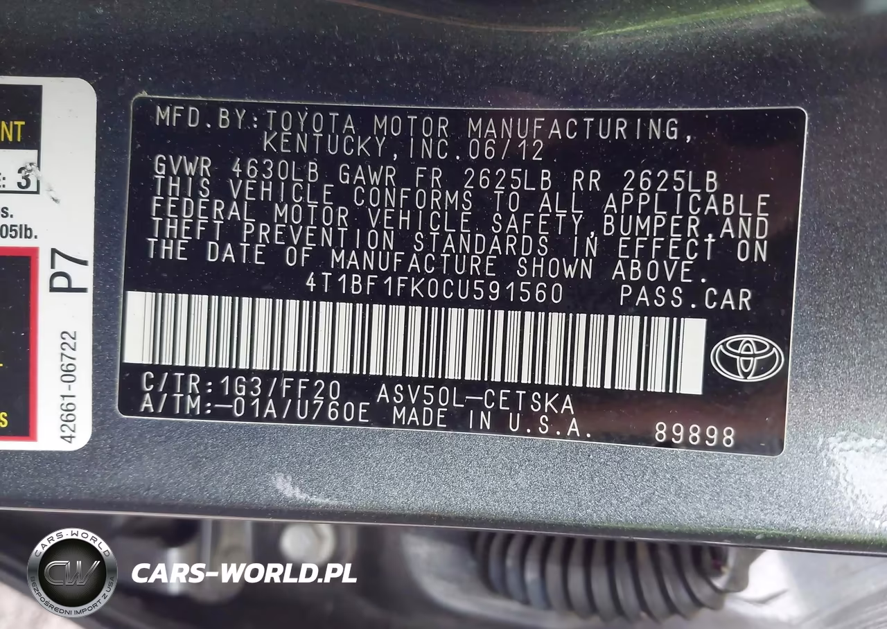 2012 Toyota Camry Se VIN:4T1BF1FK0CU591560 - 9