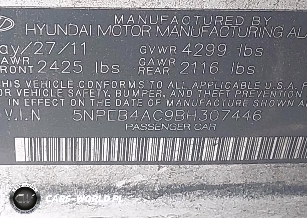 2011 Hyundai Sonata Gls VIN:5NPEB4AC9BH307446 - 9