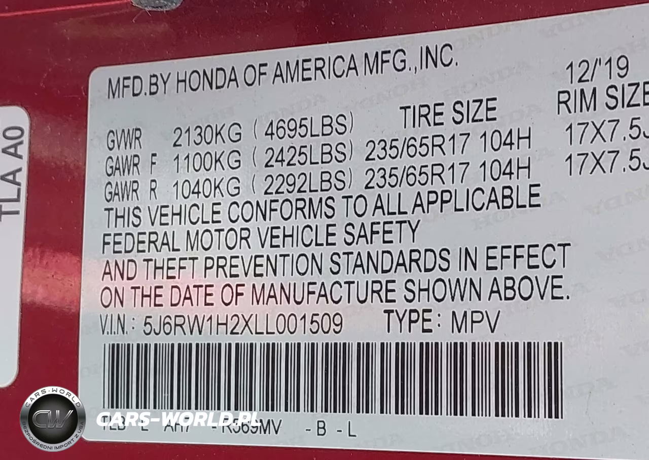 2020 Honda Cr-V 2Wd Lx VIN:5J6RW1H2XLL001509 - 9