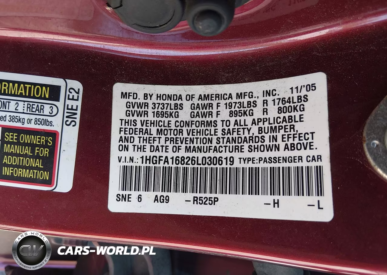 2006 Honda Civic Ex VIN:1HGFA16826L030619 - 9