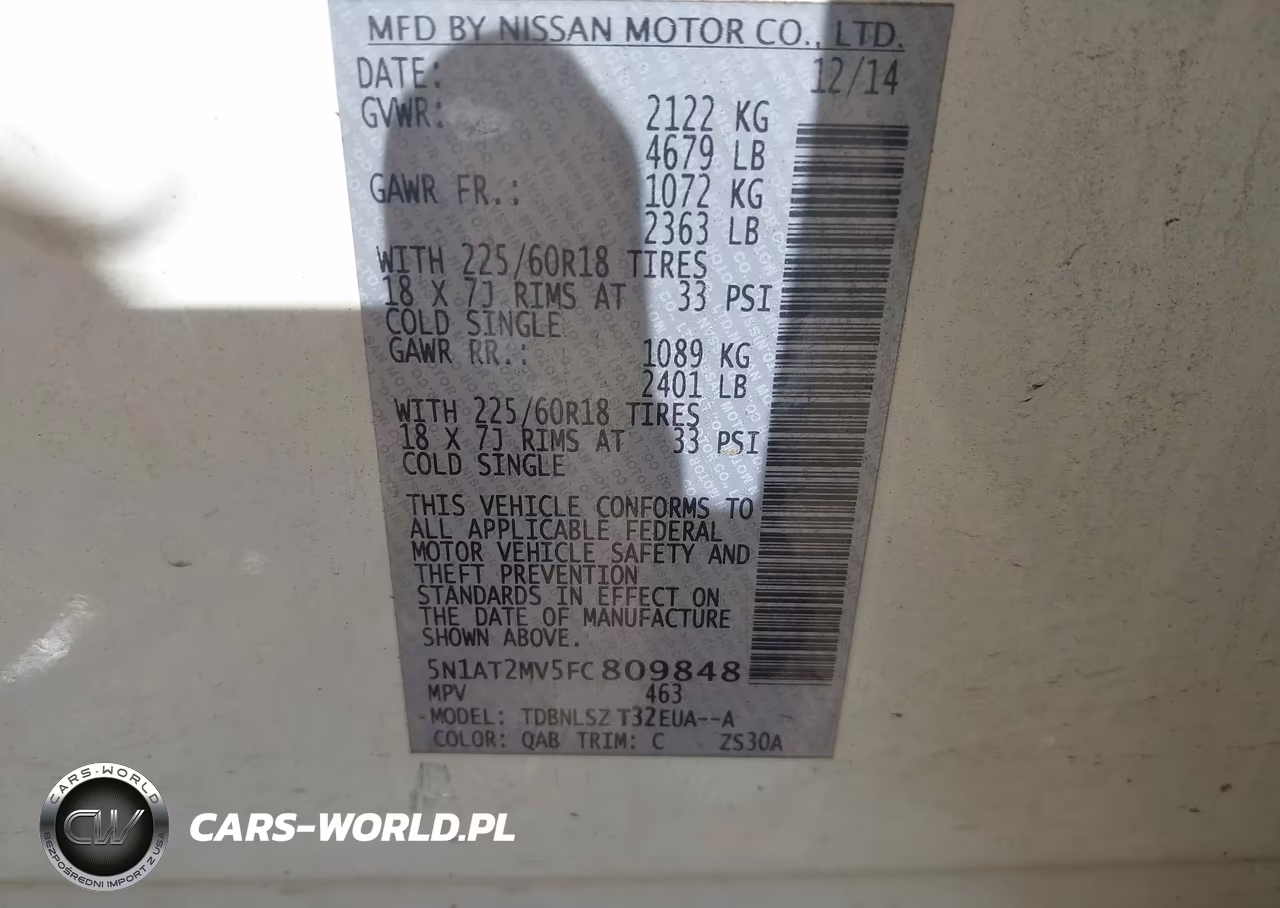 2015 Nissan Rogue Sl VIN:5N1AT2MV5FC809848 - 9