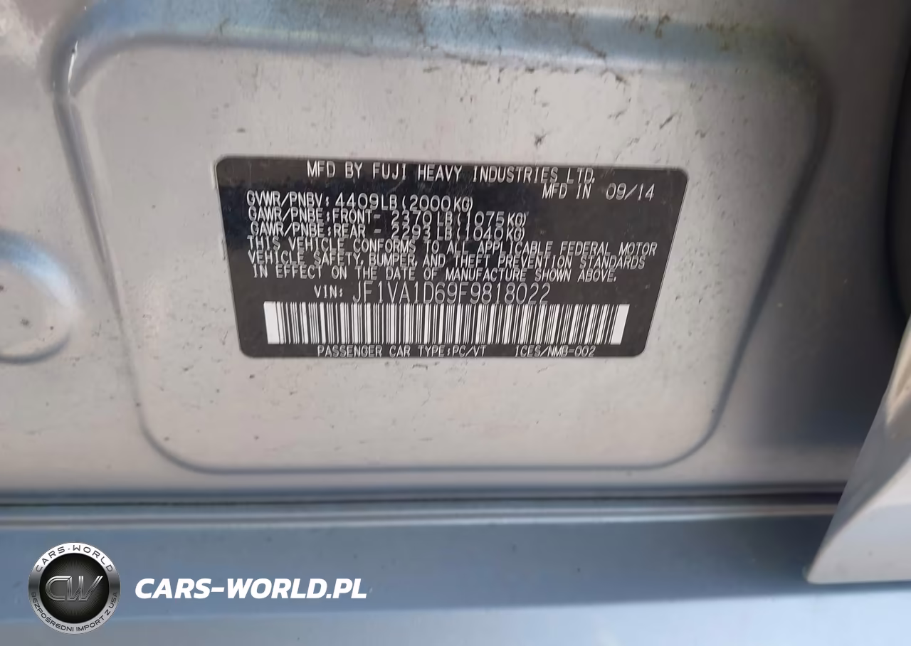 2015 Subaru Wrx Premium VIN:JF1VA1D69F9818022 - 9