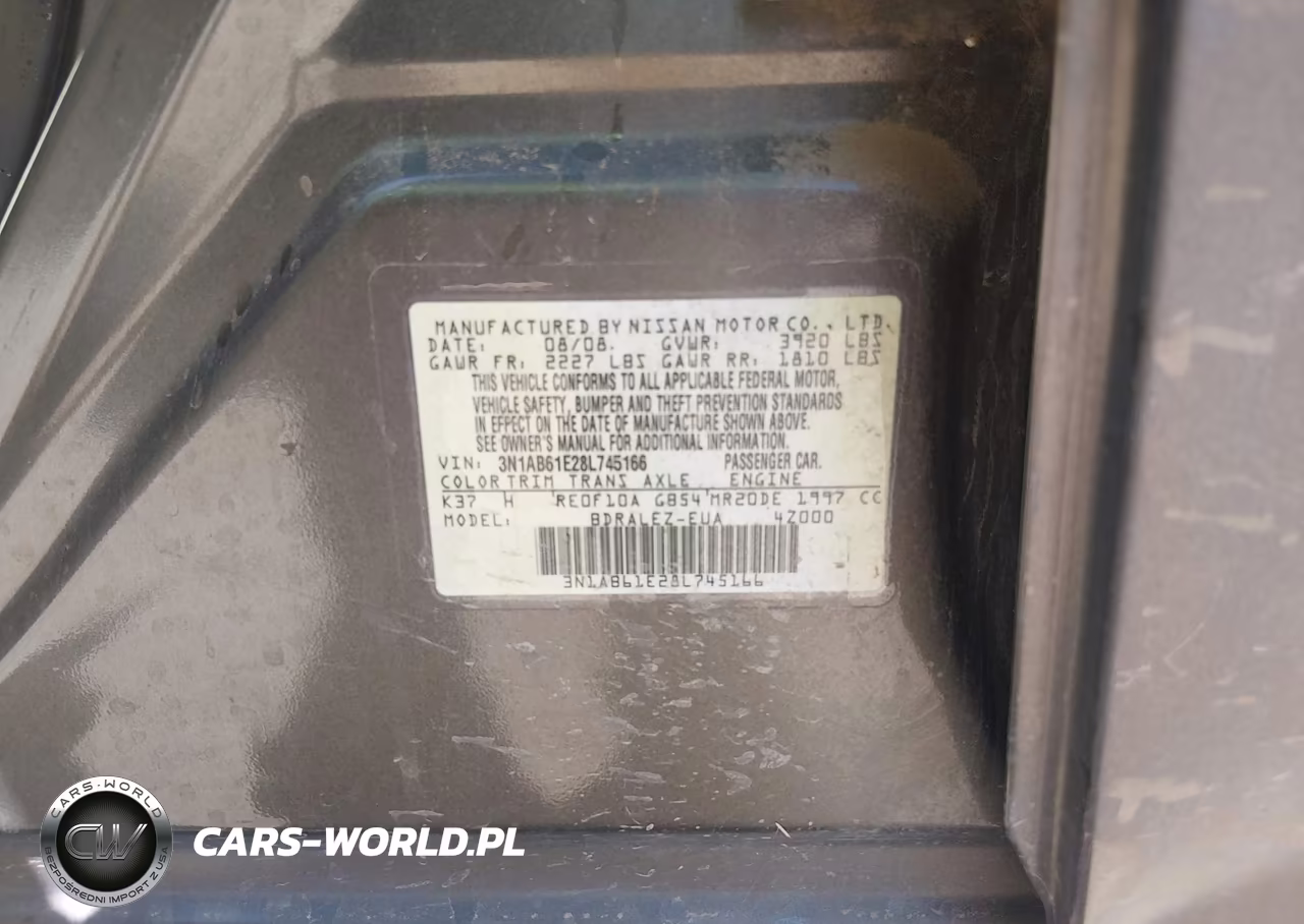 2008 Nissan Sentra 2.0S VIN:3N1AB61E28L745166 - 9