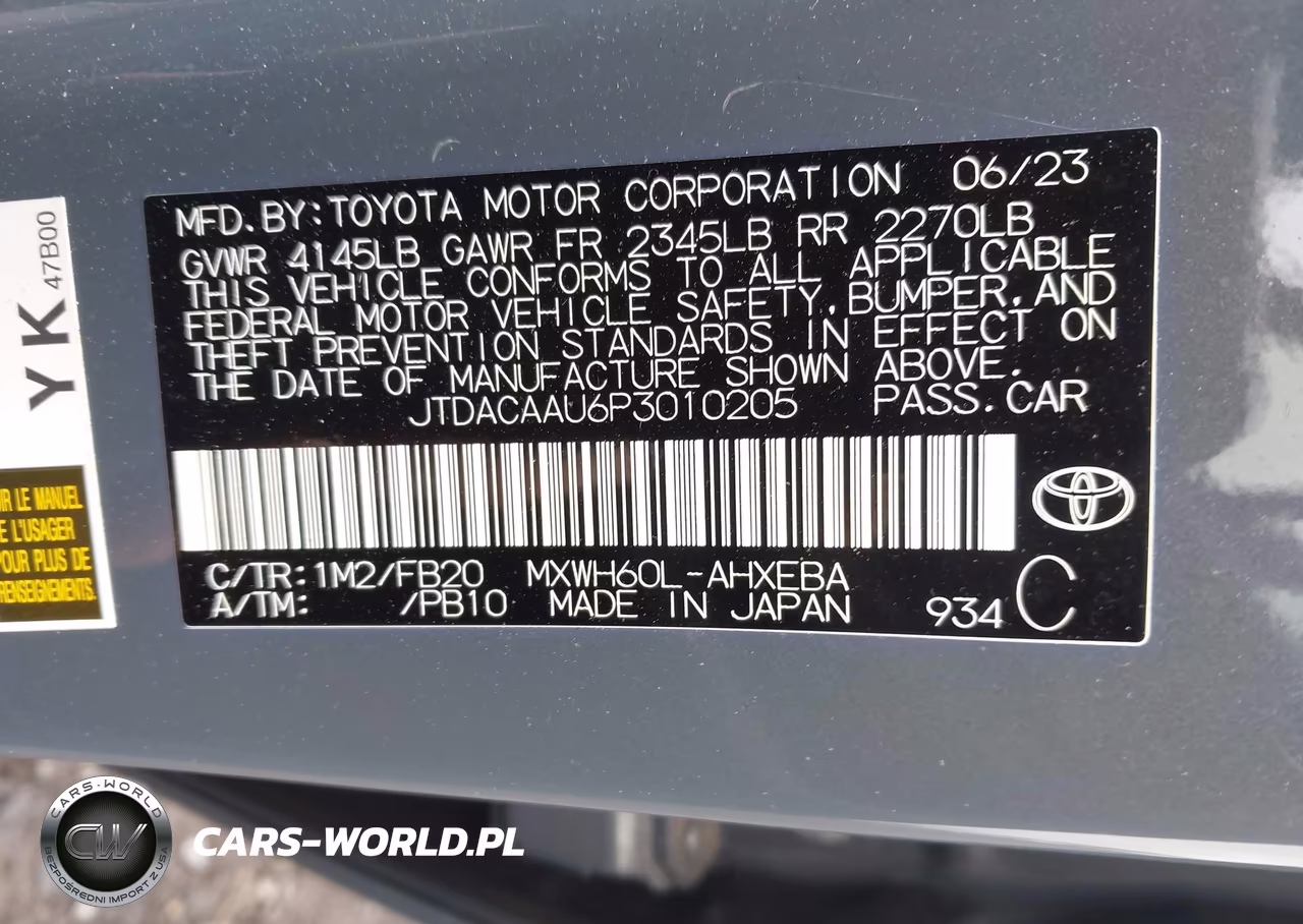 2023 Toyota Prius Le VIN:JTDACAAU6P3010205 - 9