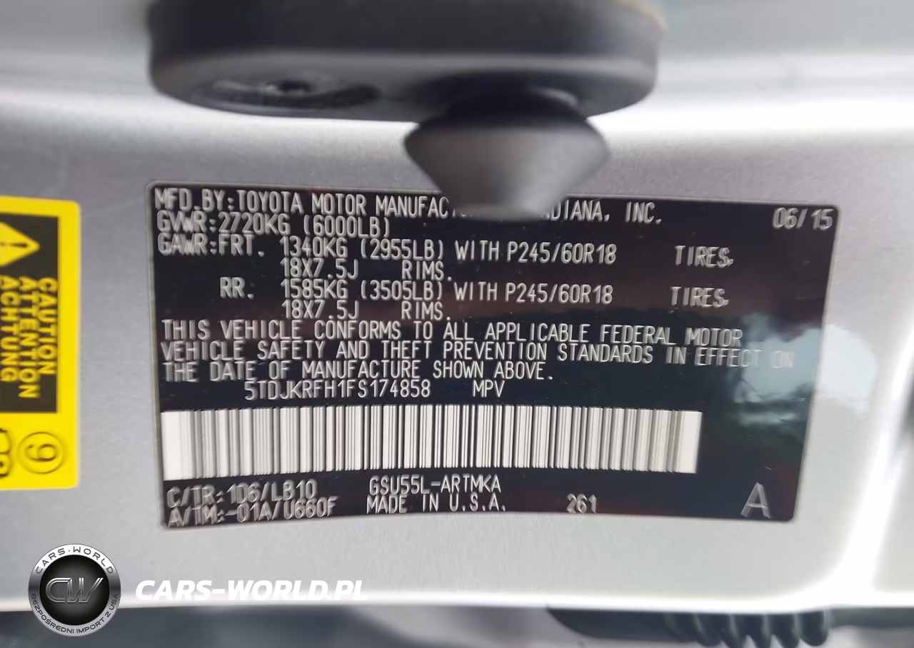 TOYOTA HIGHLANDER VIN:5TDJKRFH1FS174858 - 9