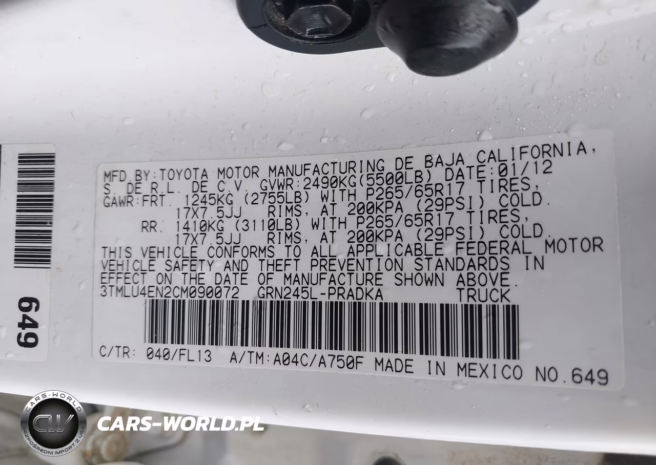 2012 Toyota Tacoma Base V6 VIN:3TMLU4EN2CM090072 - 9