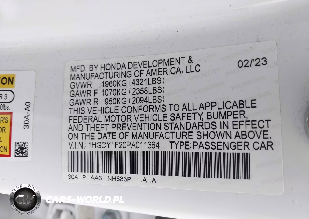 2023 Honda Accord Lx VIN:1HGCY1F20PA011364 - 9