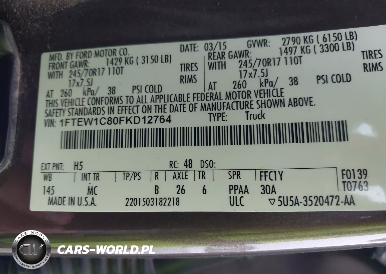 2015 Ford F-150 Xlt VIN:1FTEW1C80FKD12764 - 9