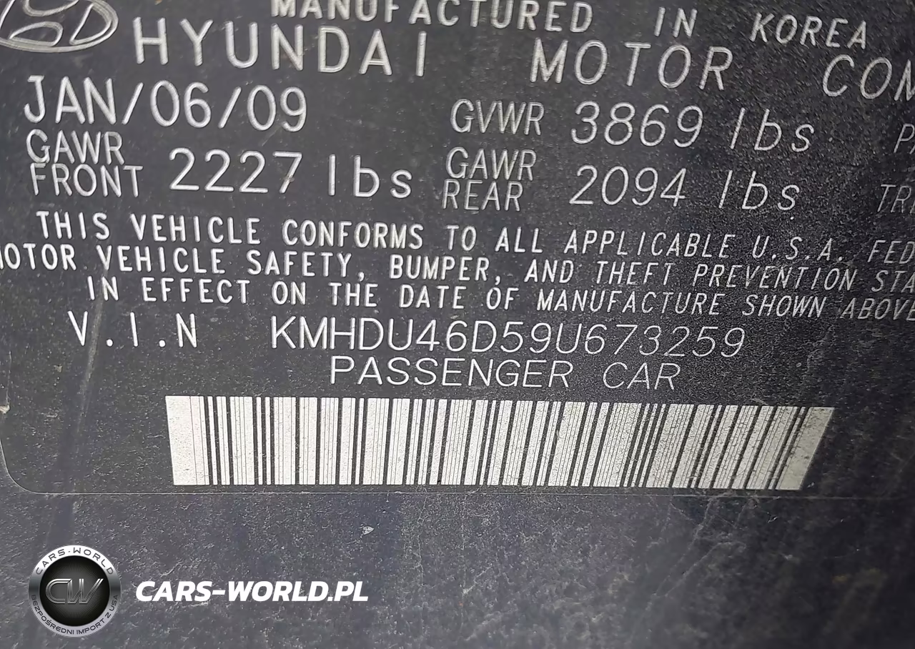 2009 Hyundai Elantra Gls VIN:KMHDU46D59U673259 - 9