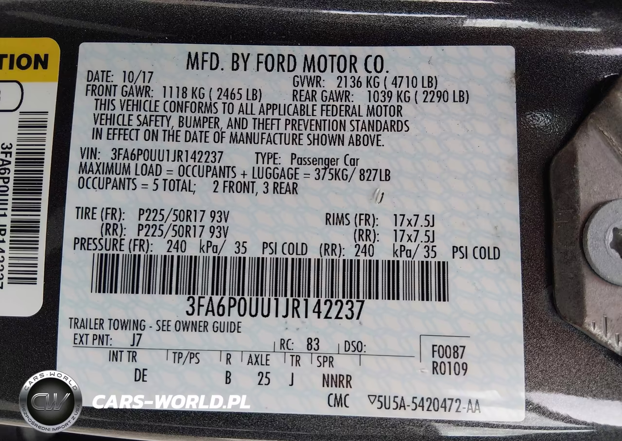 2018 Ford Fusion Hybrid S VIN:3FA6P0UU1JR142237 - 9