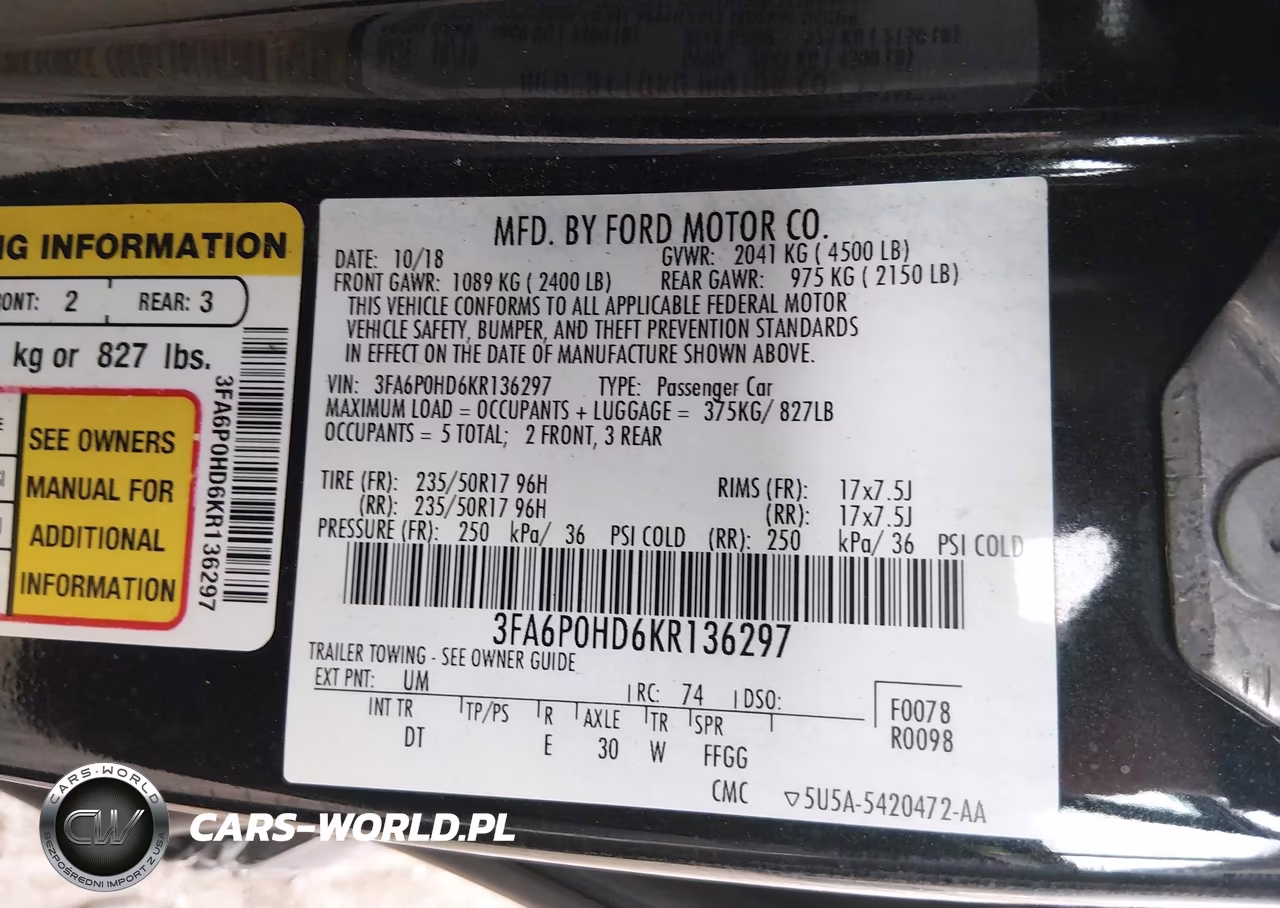 2019 Ford Fusion Se VIN:3FA6P0HD6KR136297 - 9