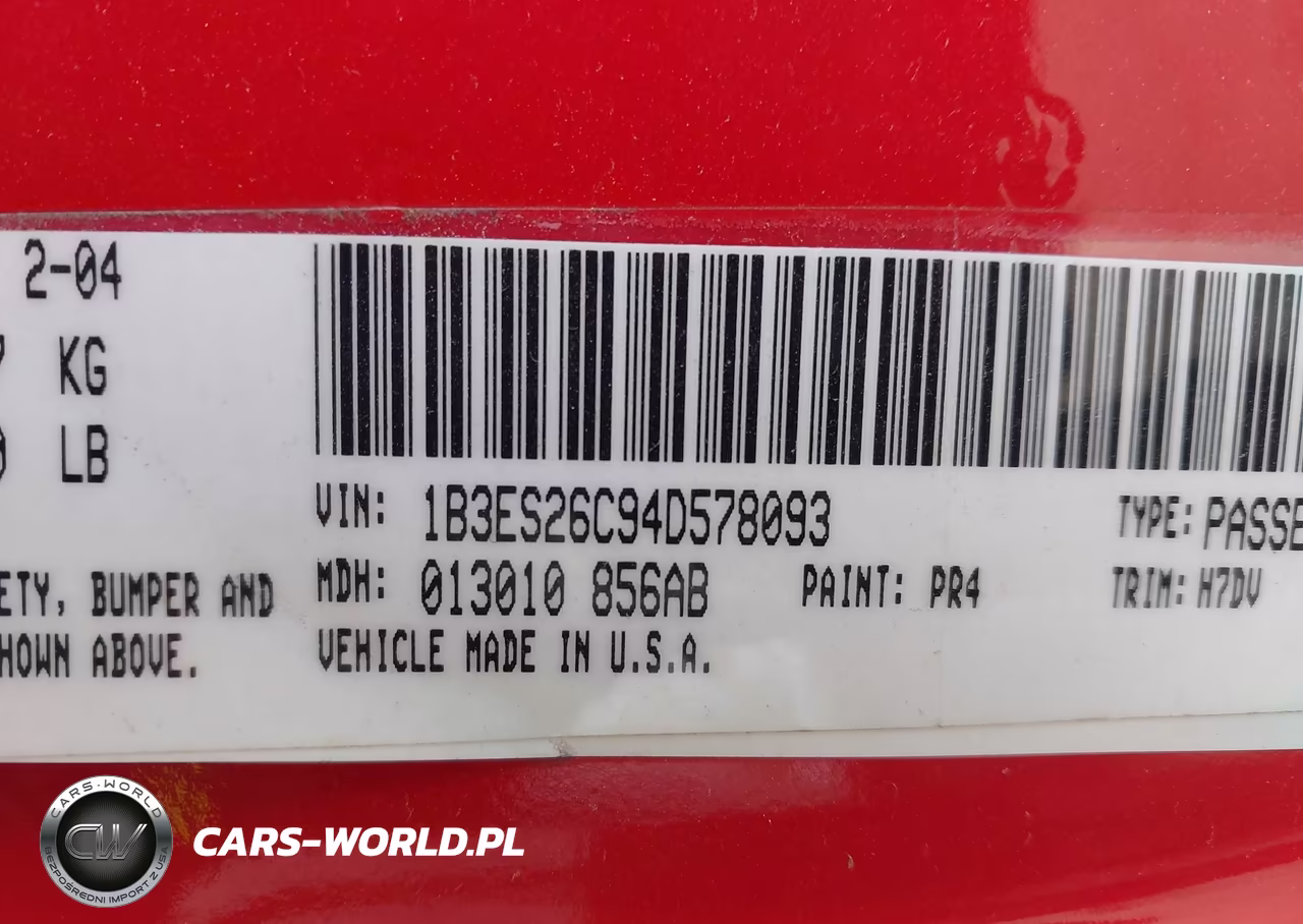 2004 Dodge Neon Se VIN:1B3ES26C94D578093 - 9