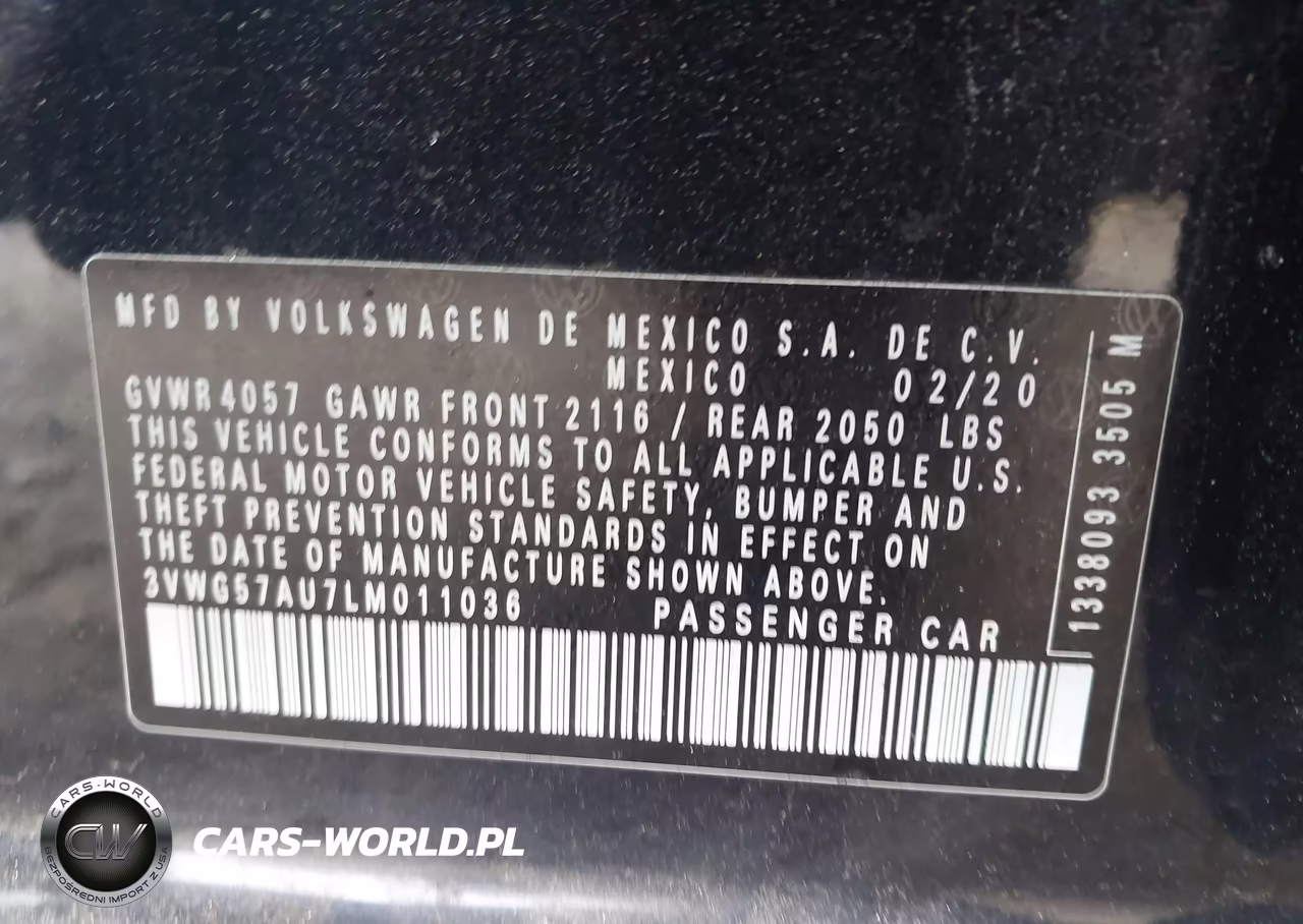2020 Volkswagen Golf 1.4T Tsi VIN:3VWG57AU7LM011036 - 9