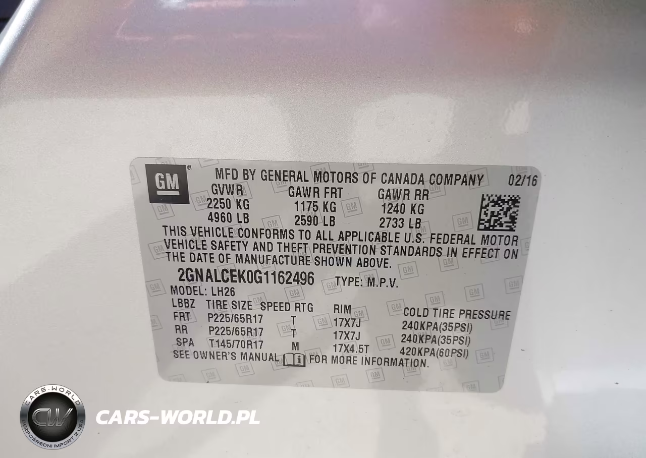2016 Chevrolet Equinox Lt VIN:2GNALCEK0G1162496 - 9