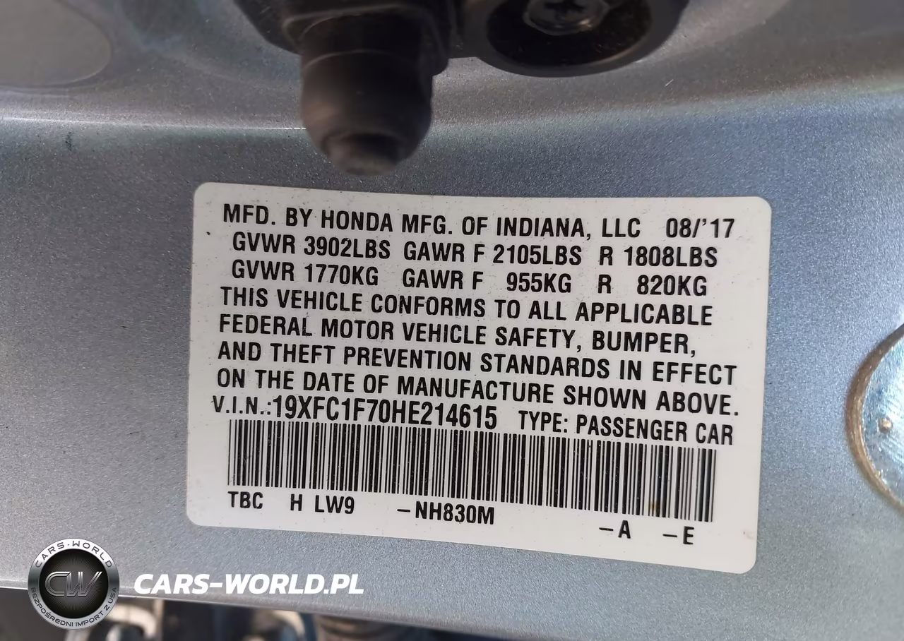 2017 Honda Civic Ex-L VIN:19XFC1F70HE214615 - 9