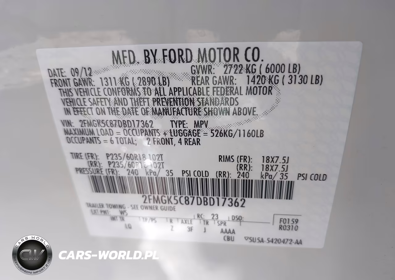 2013 Ford Flex Sel VIN:2FMGK5C87DBD17362 - 9