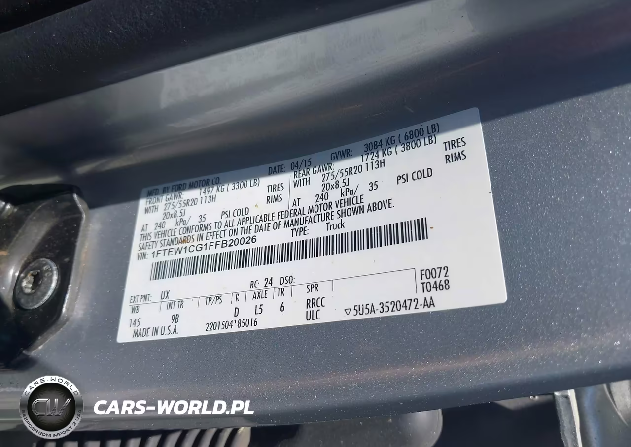 2015 Ford F-150 Platinum VIN:1FTEW1CG1FFB20026 - 9