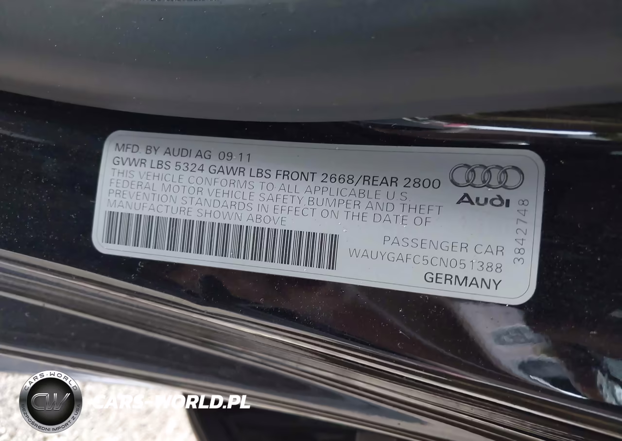 2012 Audi A7 Premium VIN:WAUYGAFC5CN051388 - 9