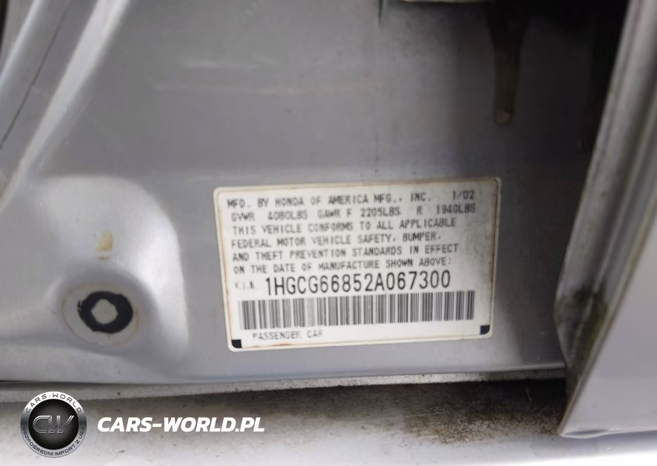 2002 Honda Accord 2.3 Ex-2.3 Se VIN:1HGCG66852A067300 - 9