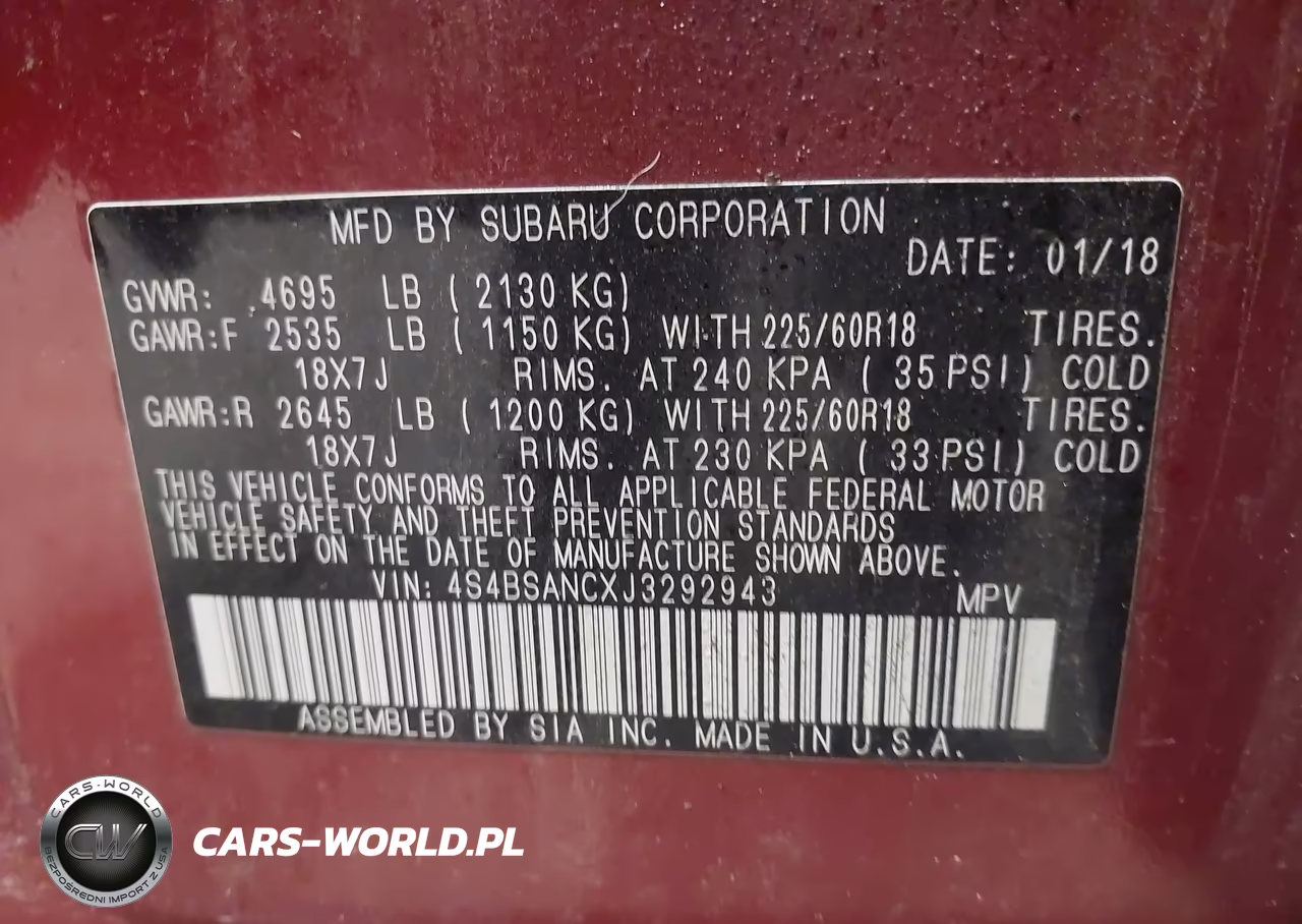2018 Subaru Outback 2.5I Limited VIN:4S4BSANCXJ3292943 - 9
