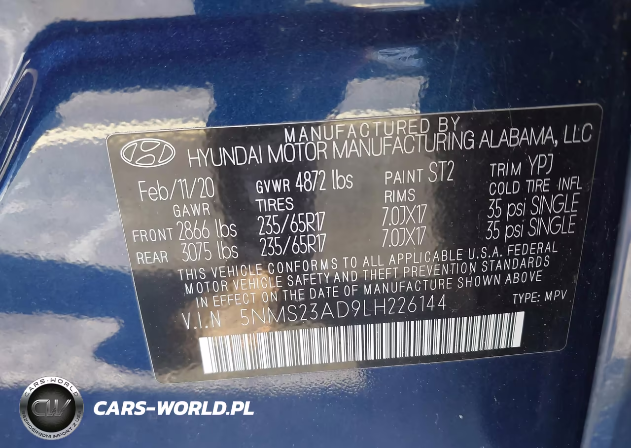 2020 Hyundai Santa Fe Se VIN:5NMS23AD9LH226144 - 9