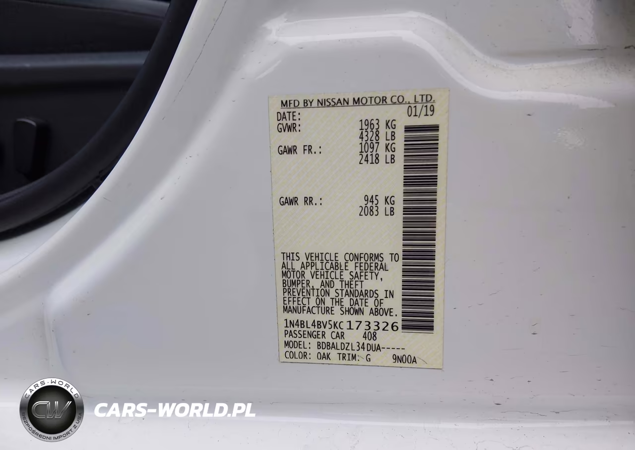 2019 Nissan Altima 2.5 S VIN:1N4BL4BV5KC173326 - 9