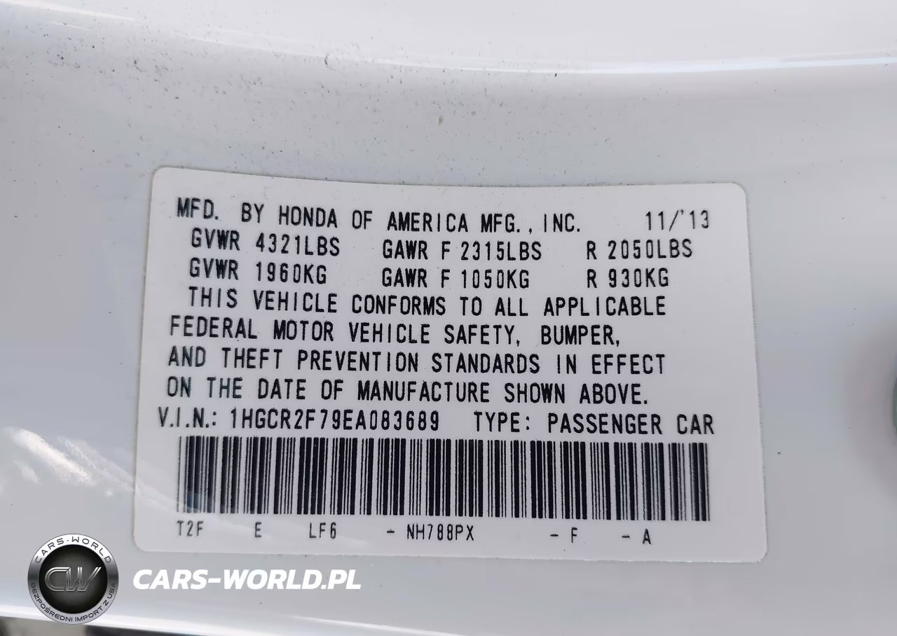 2014 Honda Accord Ex VIN:1HGCR2F79EA083689 - 9