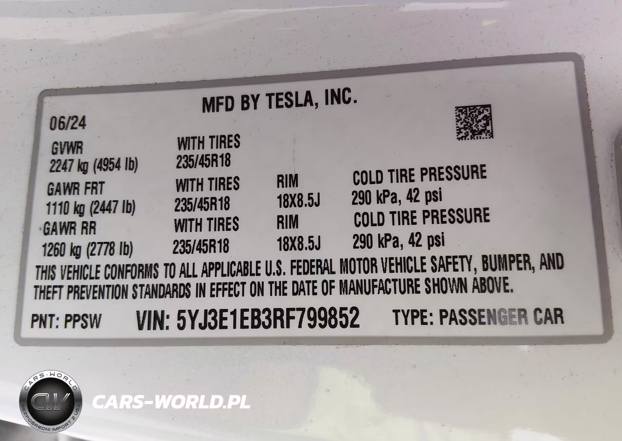 2024 Tesla Model 3 Long Range Dual Motor All-Wheel Drive VIN:5YJ3E1EB3RF799852 - 9