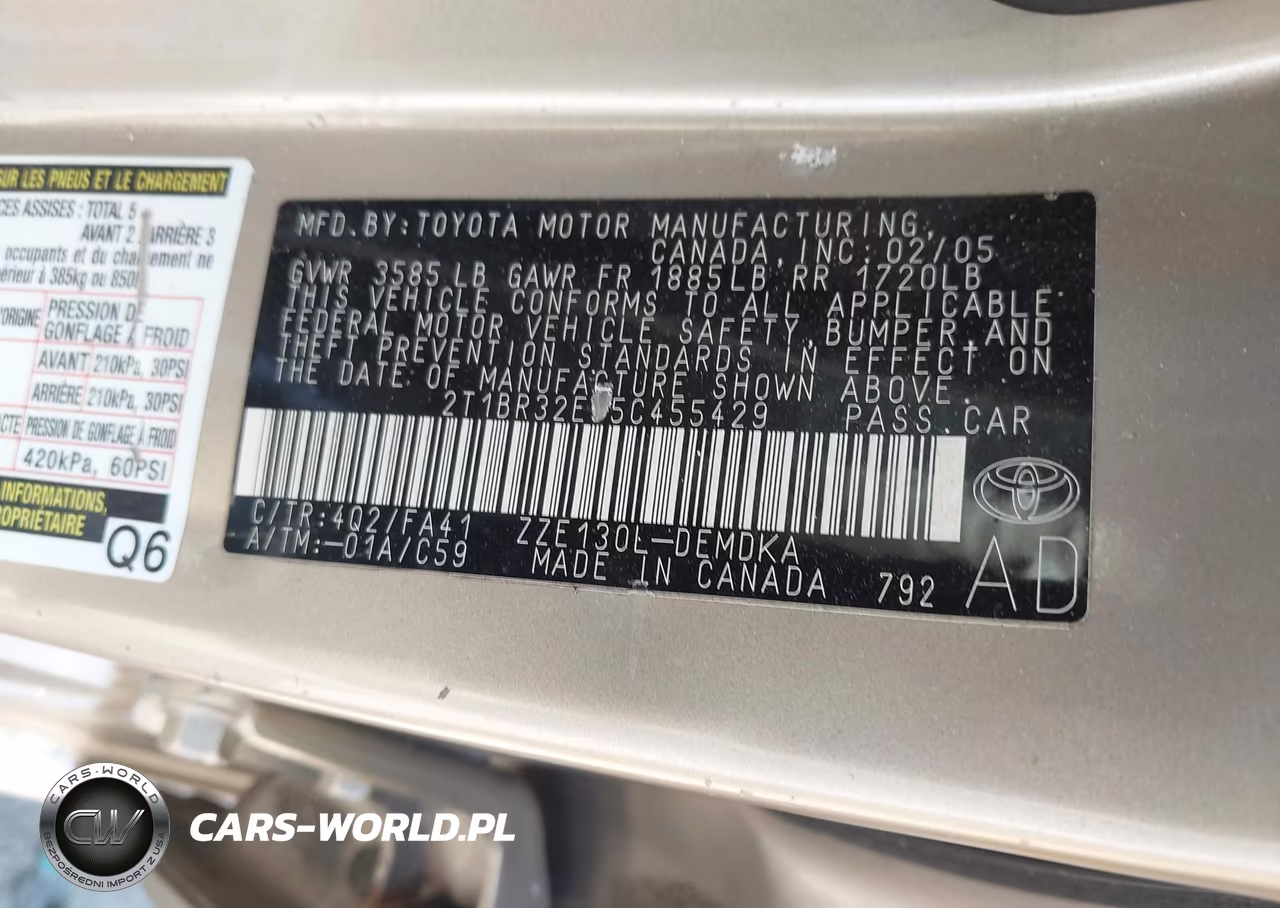 2005 Toyota Corolla Ce VIN:2T1BR32E35C455429 - 9