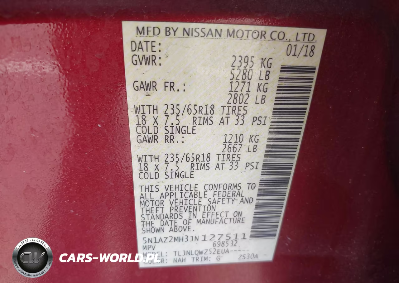 2018 Nissan Murano Sv VIN:5N1AZ2MH3JN127511 - 9