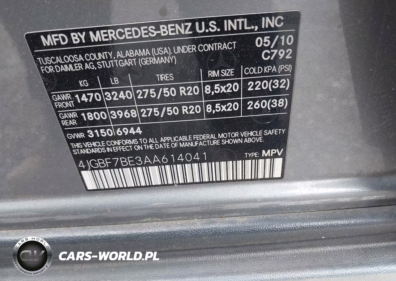 2010 Mercedes-Benz Gl 450 4Matic VIN:4JGBF7BE3AA614041 - 9