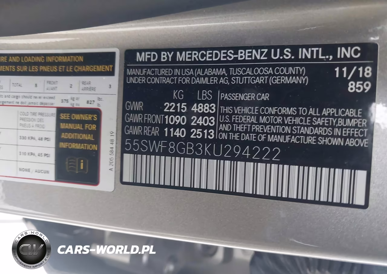 2019 Mercedes-Benz Amg C 63 VIN:55SWF8GB3KU294222 - 9