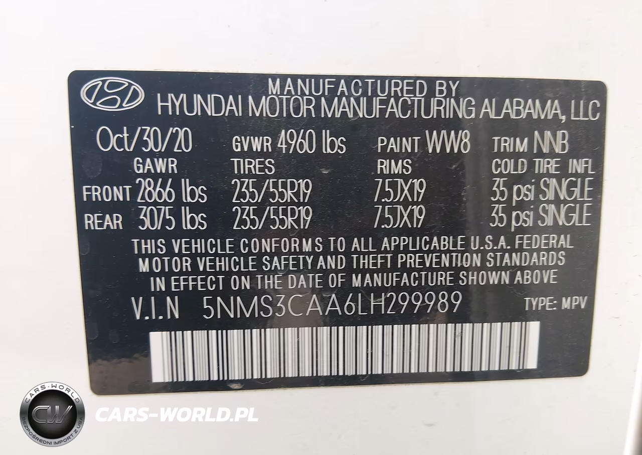 2020 Hyundai Santa Fe Sel 2.0T VIN:5NMS3CAA6LH299989 - 9
