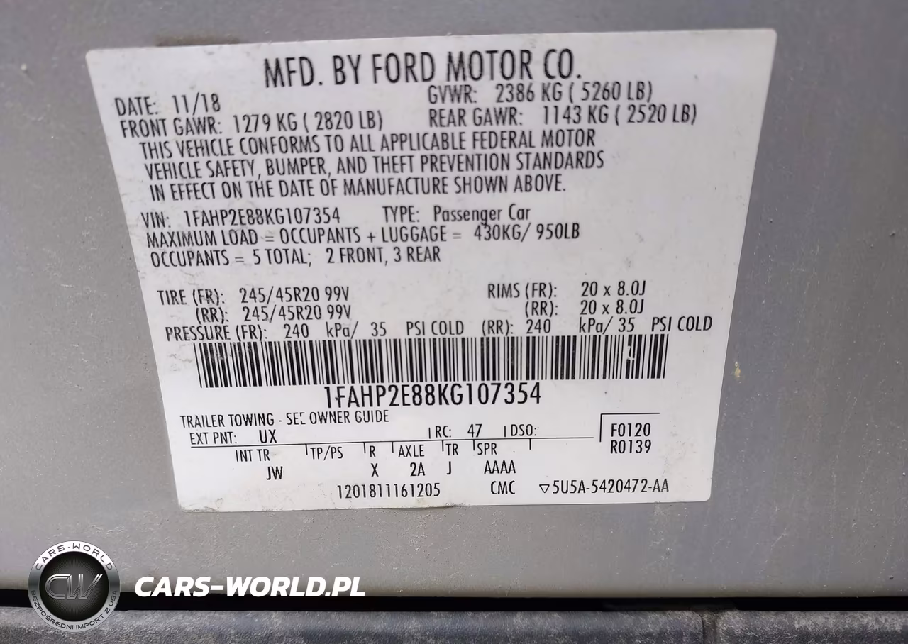 2019 Ford Taurus Sel VIN:1FAHP2E88KG107354 - 9