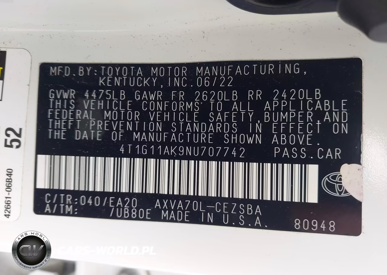 2022 Toyota Camry Se VIN:4T1G11AK9NU707742 - 9
