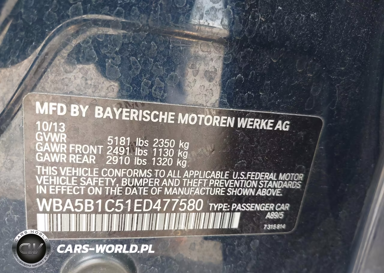 2014 BMW 535I VIN:WBA5B1C51ED477580 - 9