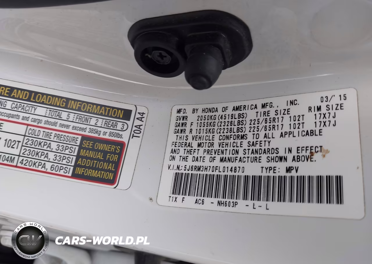 2015 Honda Cr-V Ex-L VIN:5J6RM3H70FL014870 - 9