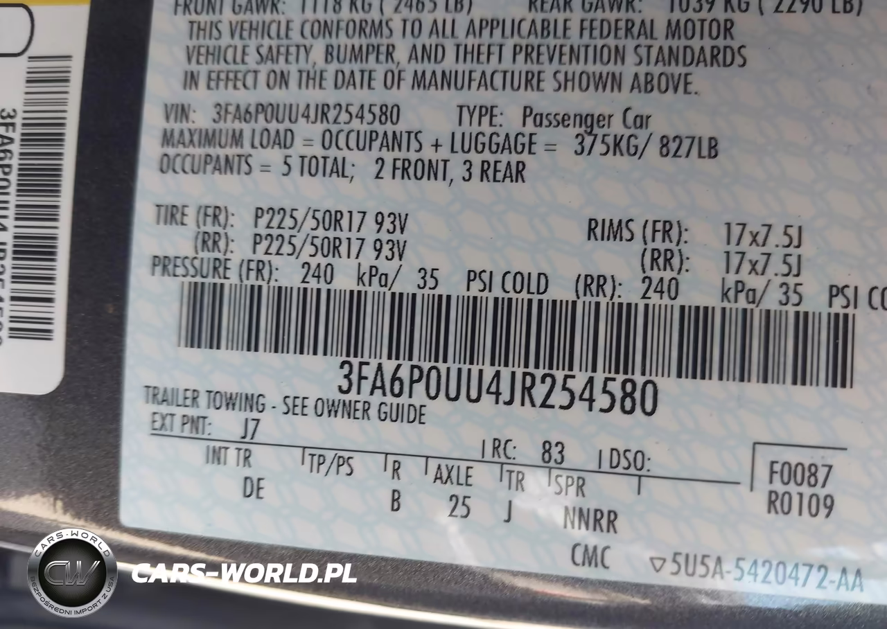 2018 Ford Fusion Hybrid S VIN:3FA6P0UU4JR254580 - 9