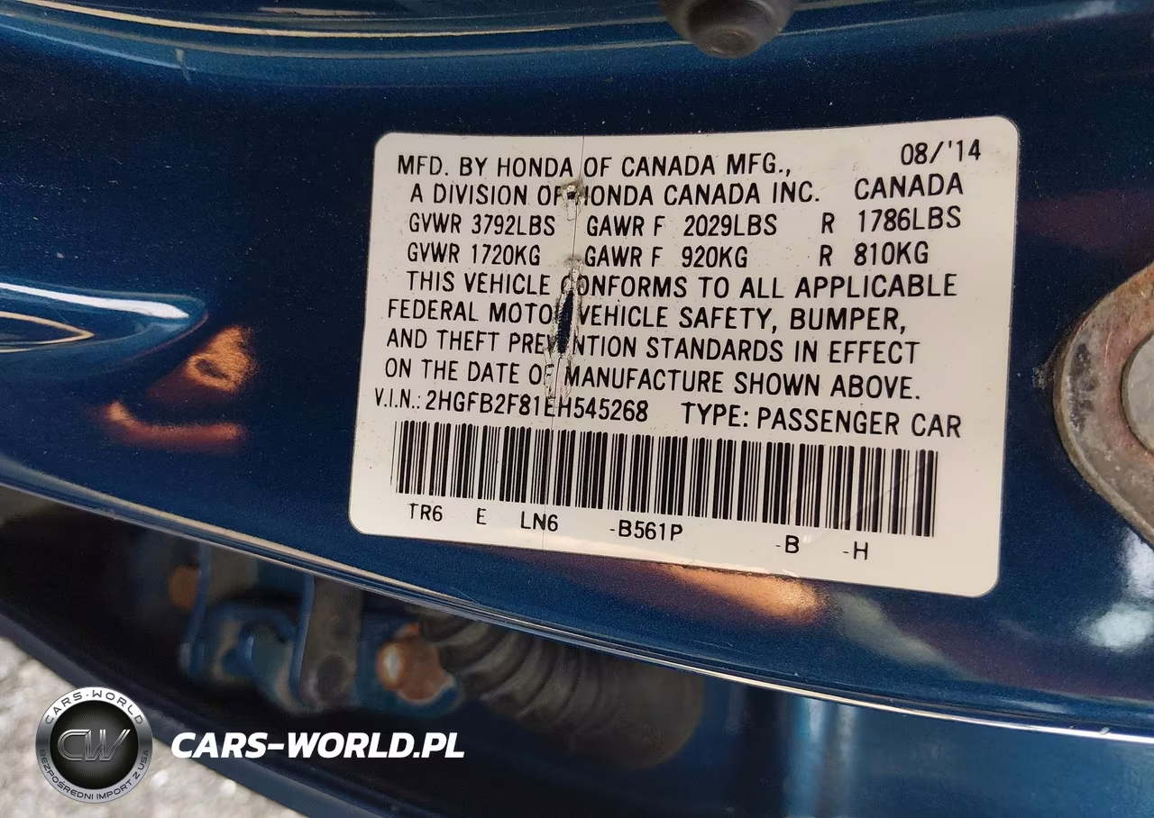 2014 Honda Civic Ex VIN:2HGFB2F81EH545268 - 9