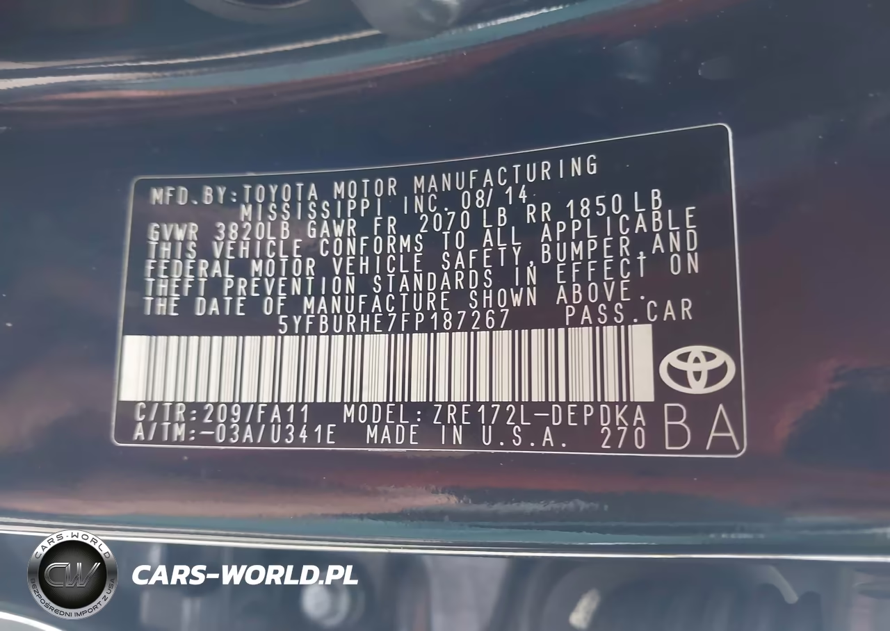 2015 Toyota Corolla L VIN:5YFBURHE7FP187267 - 9