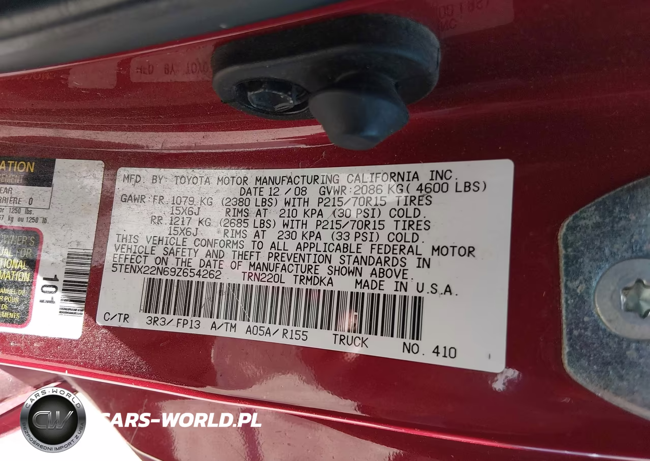 2009 Toyota Tacoma VIN:5TENX22N69Z654262 - 9