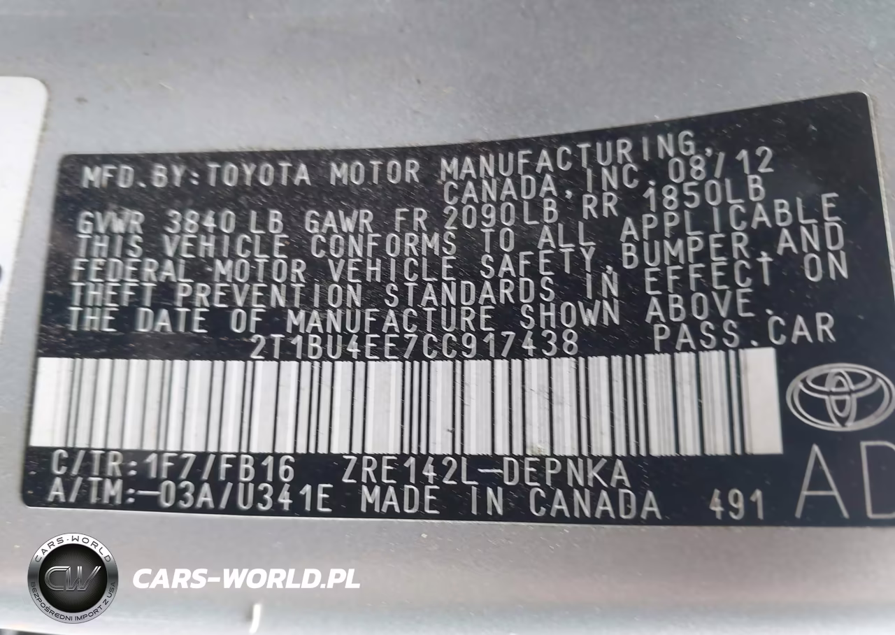2012 Toyota Corolla Le VIN:2T1BU4EE7CC917438 - 9