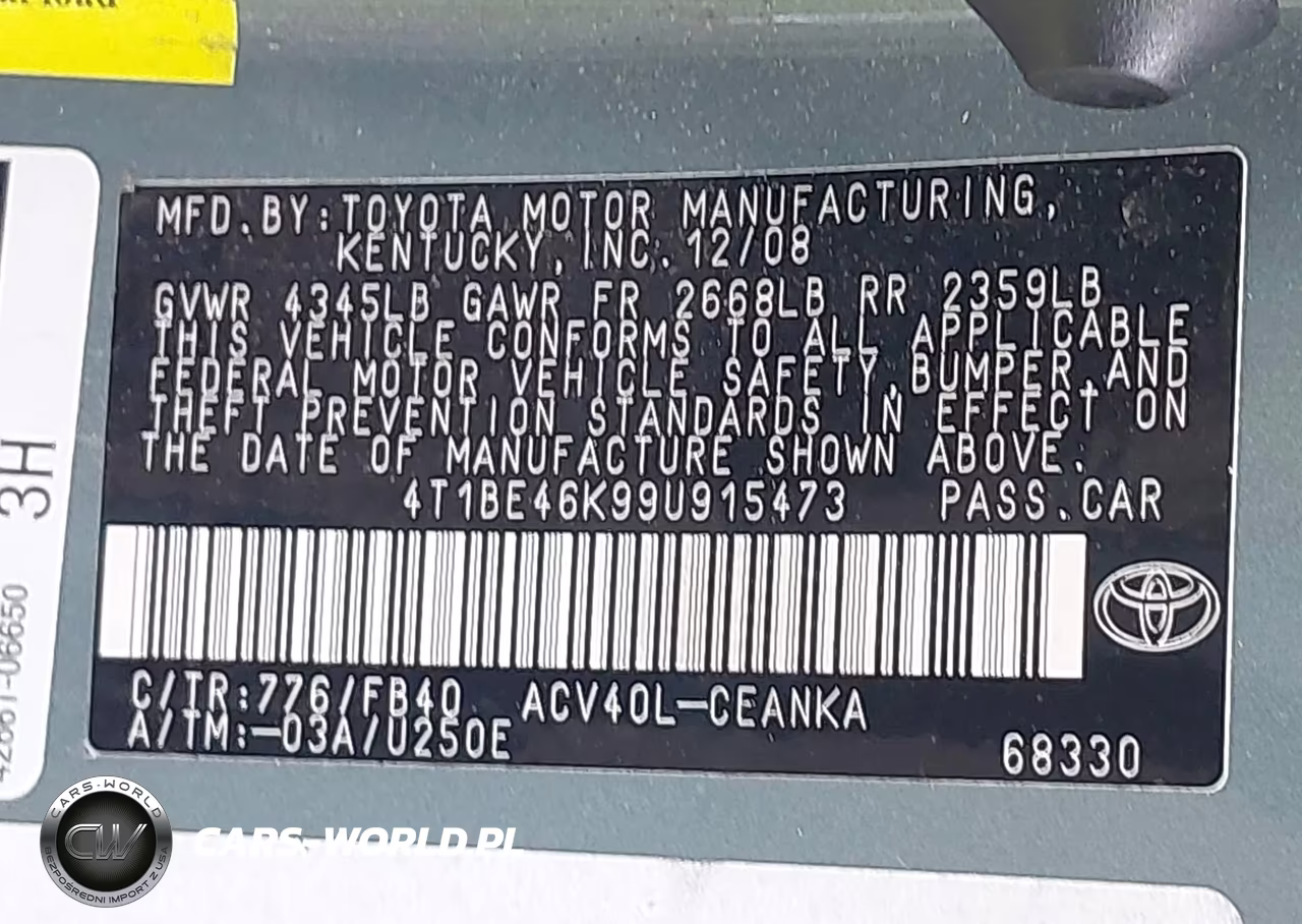 2009 Toyota Camry Le VIN:4T1BE46K99U915473 - 9