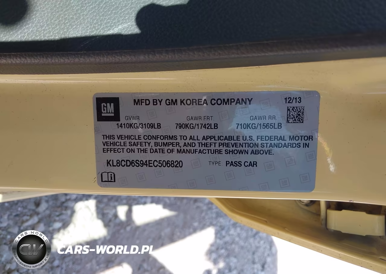 2014 Chevrolet Spark 1Lt Auto VIN:KL8CD6S94EC506820 - 9
