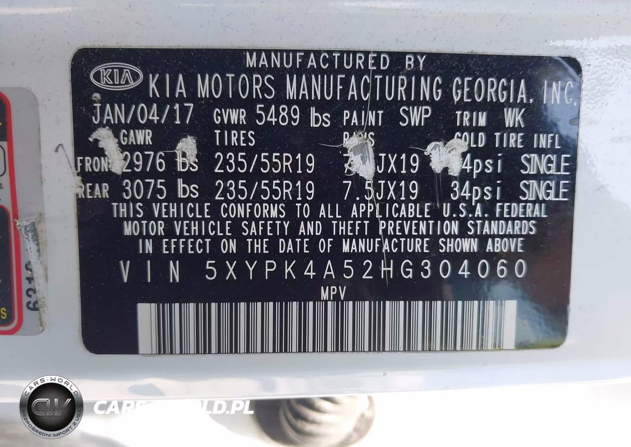 2017 Kia Sorento 3.3L Sx VIN:5XYPK4A52HG304060 - 9