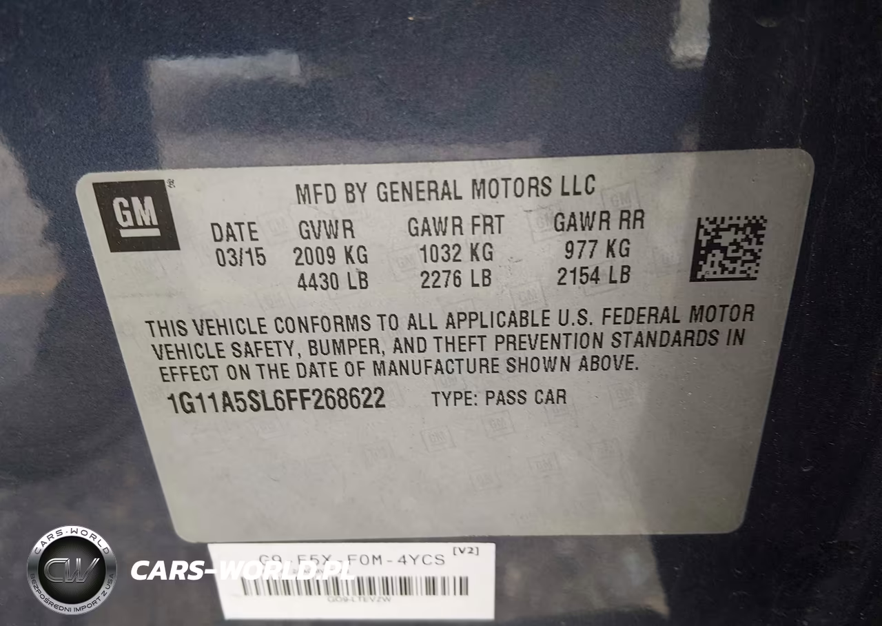 2015 Chevrolet Malibu 1Fl VIN:1G11A5SL6FF268622 - 9